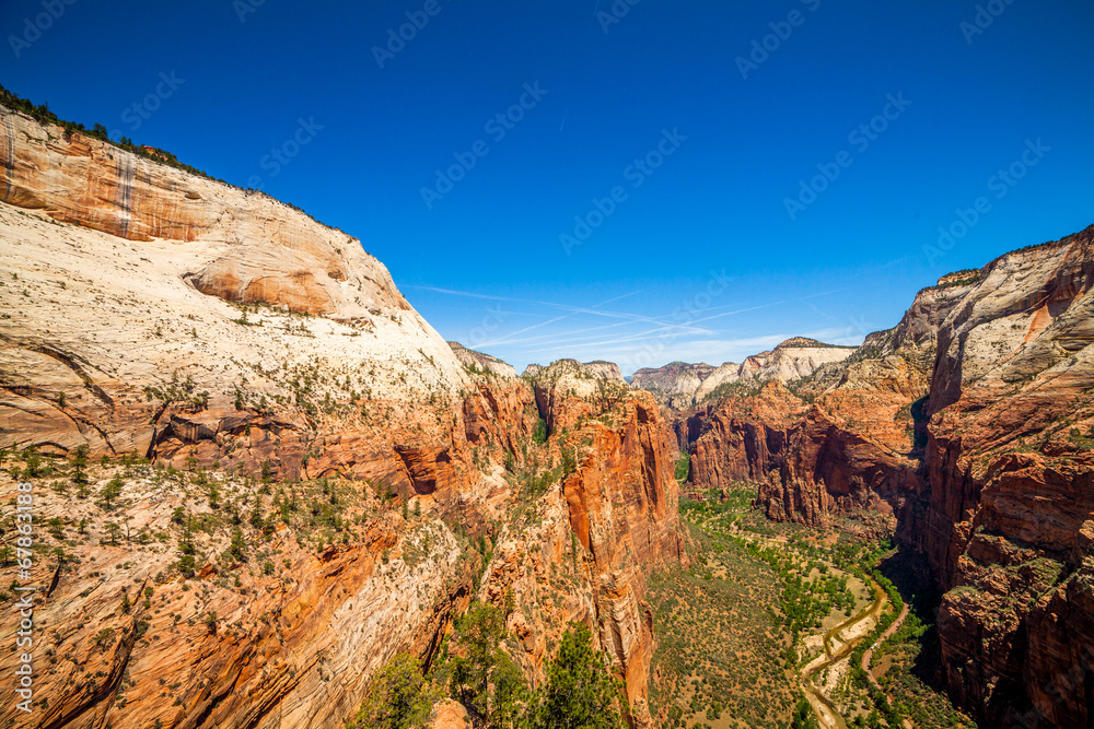 Beautiful view of canyon in Zion National Park.