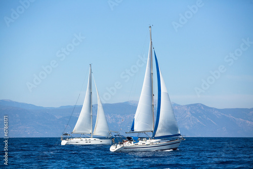 Luxury yachts. Boats in sailing regatta.