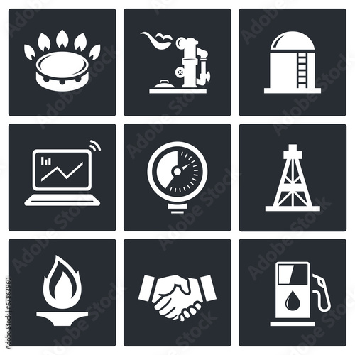 Gas trade vector icon set