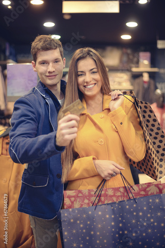 Attractive couple at shop