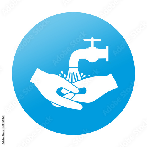 Etiqueta redonda lavarse las manos photo