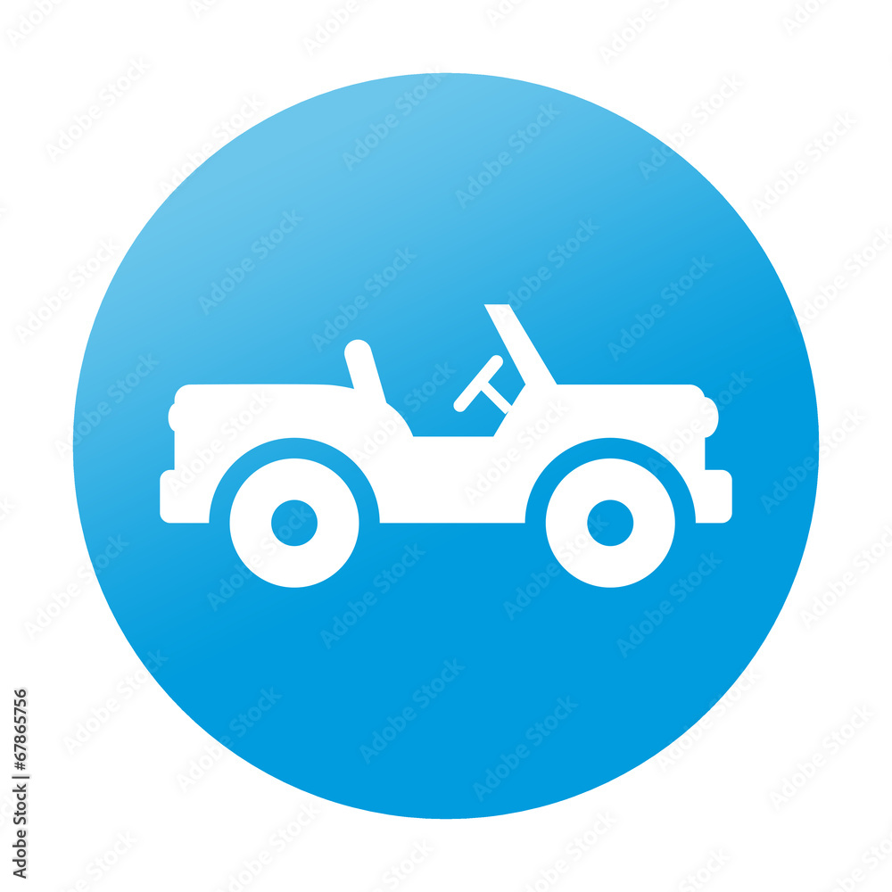 Etiqueta tipo app azul simbolo jeep