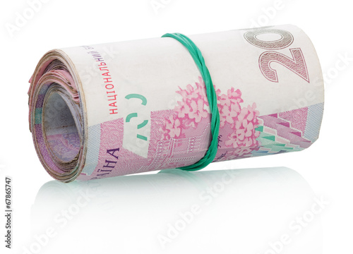 Ukrainian money in a roll