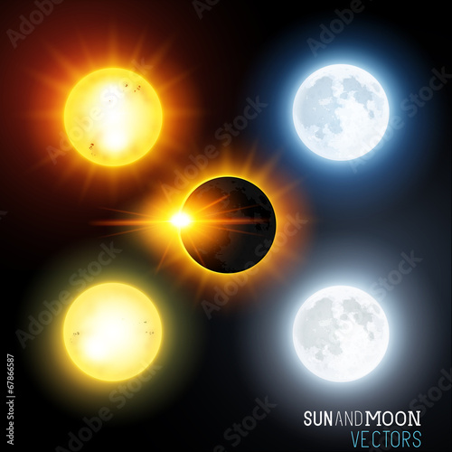 Sun and moon Vector Set