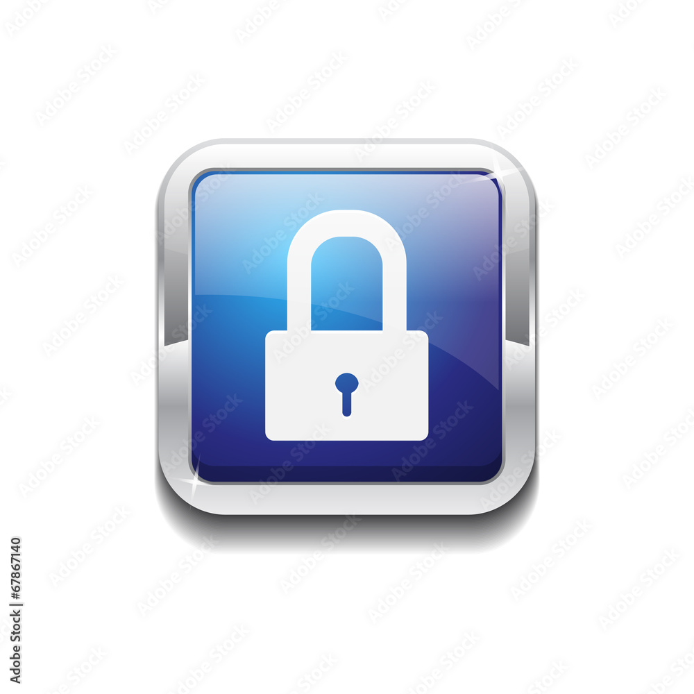 Protected Rounded Corner Square Blue Vector Web Button Icon Protected Rounded Corner Square Blue Vector Web Button Icon