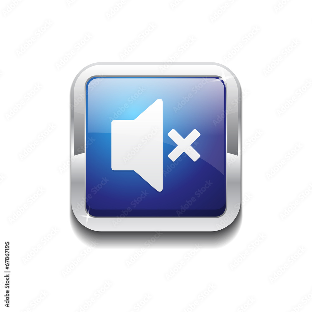 Mute Rounded Corner Square Blue Vector Web Button Icon Mute Rounded Corner Square Blue Vector Web Button Icon