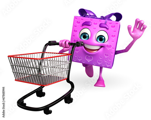 Gift Box Character with trolley