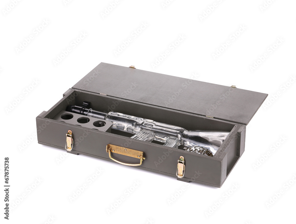 Case with Kalashnikov AK rifle bottle. Case with Kalashnikov AK rifle bottle.