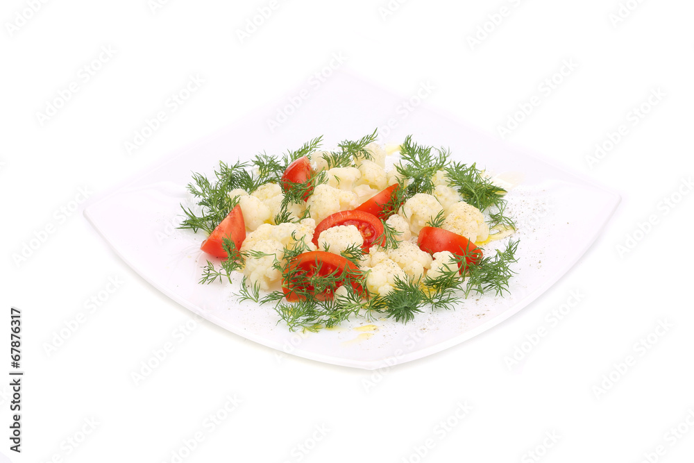 Cauliflower salad with tomatoes and dill. Cauliflower salad with tomatoes and dill.
