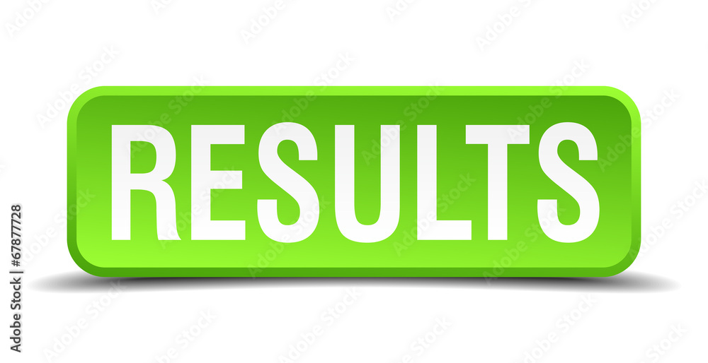 Results green 3d realistic square isolated button Results green 3d realistic square isolated button