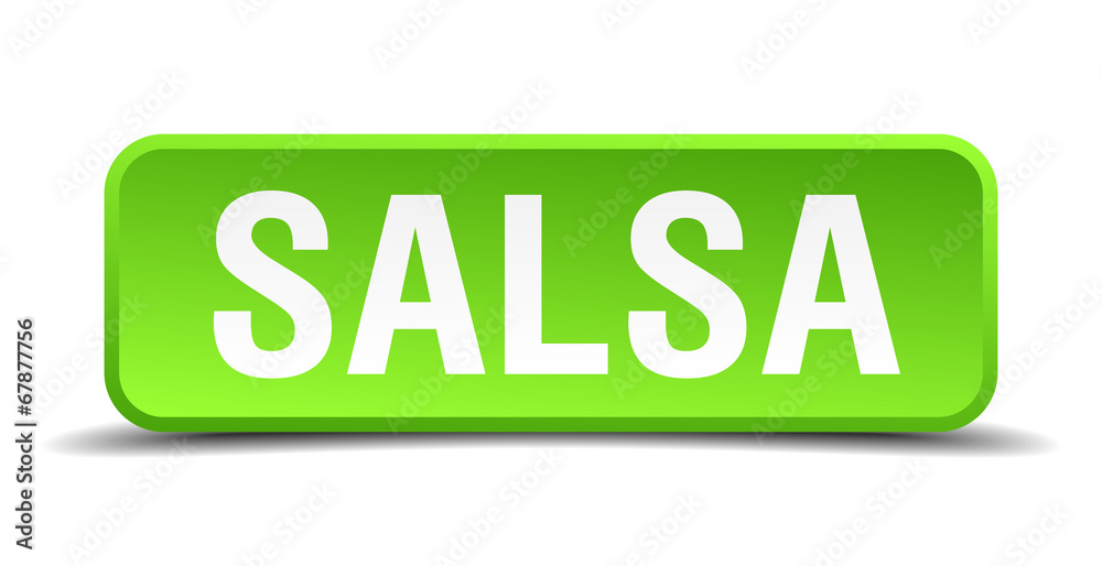 Salsa green 3d realistic square isolated button Salsa green 3d realistic square isolated button