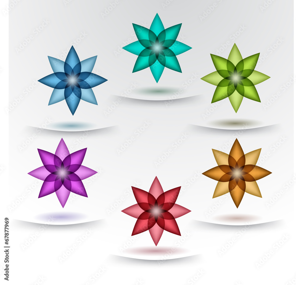 Set of colorful flower designs Set of colorful flower designs