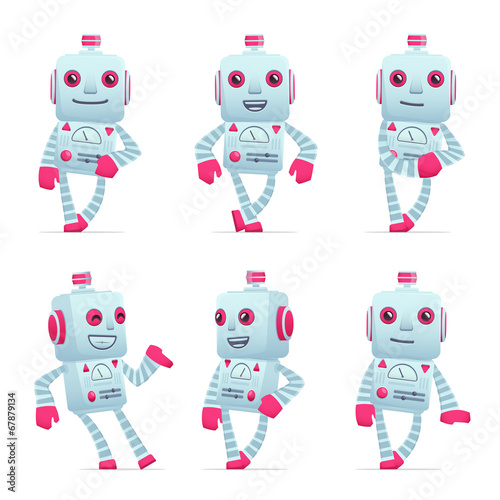 Wallpaper Mural set of robot character in different poses Torontodigital.ca
