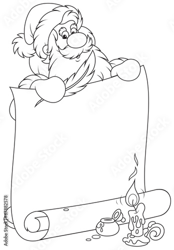 Santa Claus with a scroll of paper for your text
