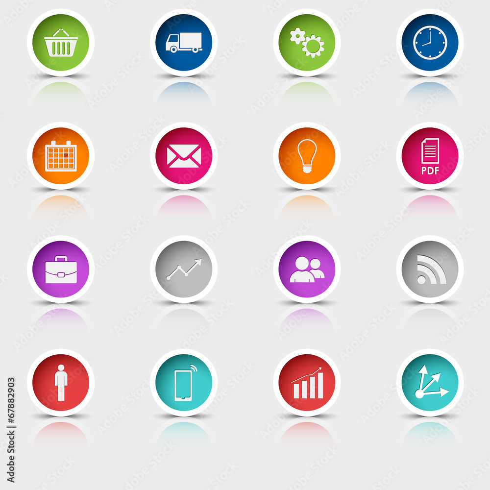 Colored set round web buttons template Colored set round web buttons template