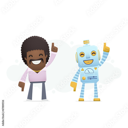 robot dancing disco with a man