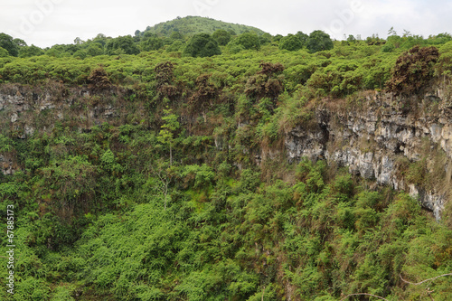 View of one of the twin volcanic craters in Santa Cruz