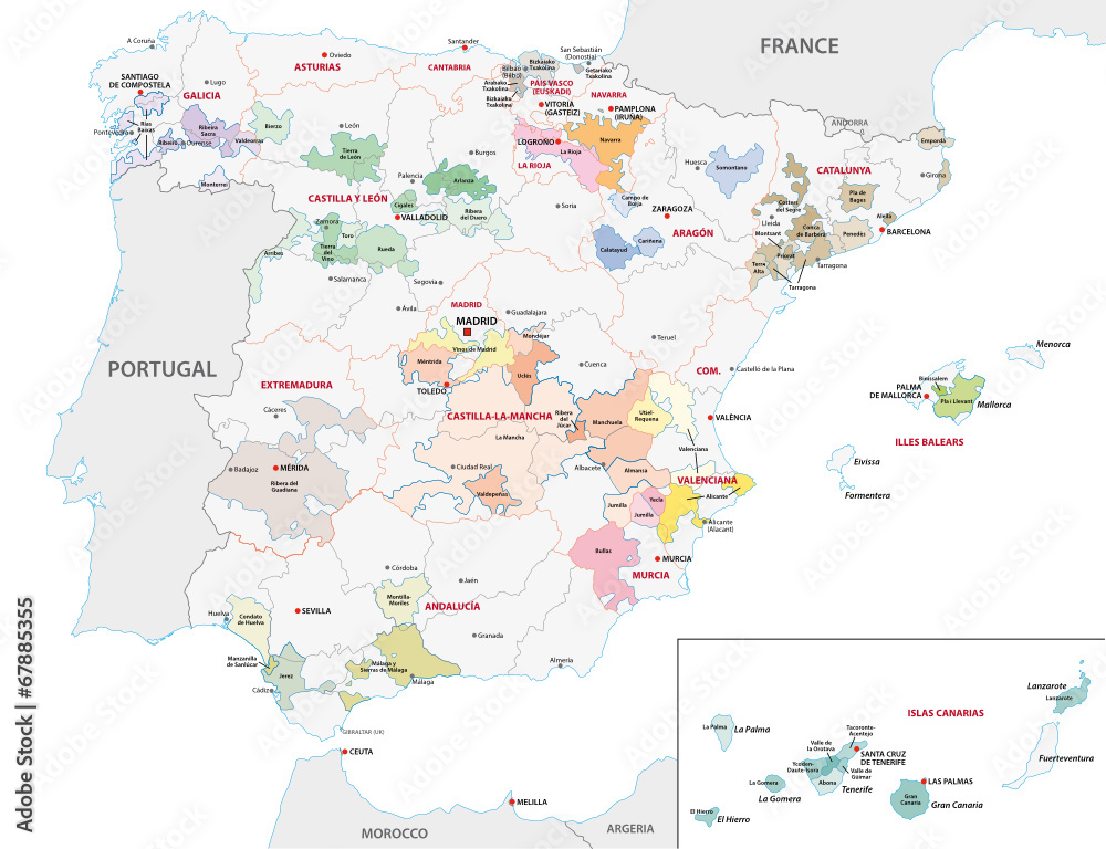 Weinbauregionen in Spanien - obrazy, fototapety, plakaty 