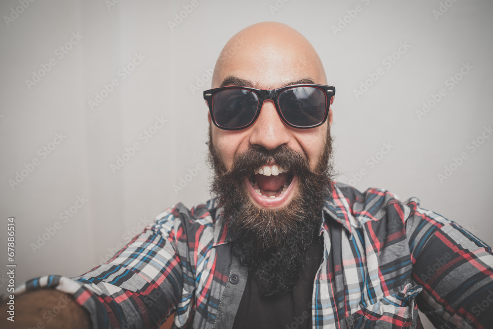Obraz premium hipster long bearded and mustache man