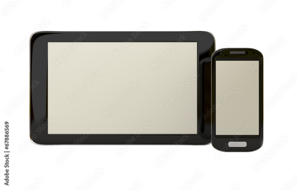 tablet and mobile phone isolated on white background tablet and mobile phone isolated on white background