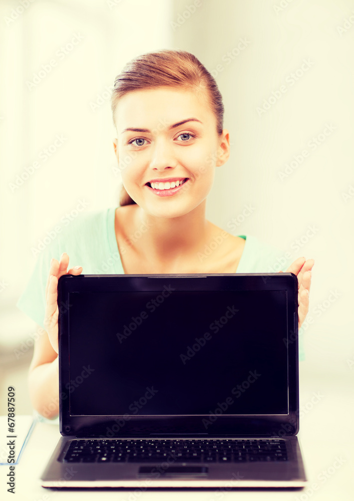 smiling student girl with laptop smiling student girl with laptop