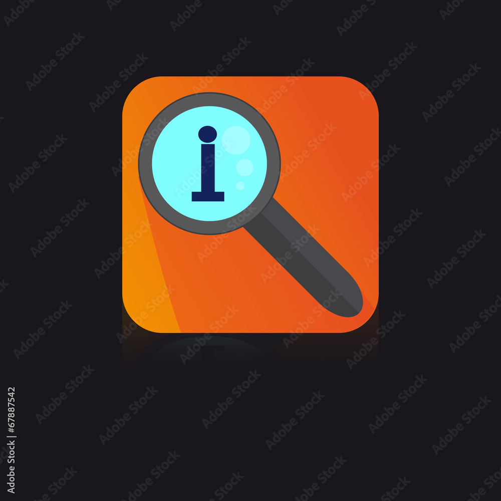 Flat Icon With Magnifying Glass With Info Label Flat Icon With Magnifying Glass With Info Label