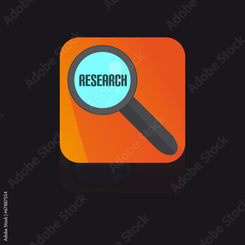 Flat Icon With Magnifying Glass With Research Label