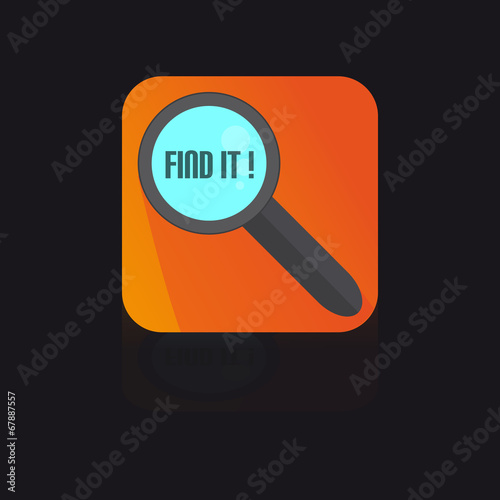 Flat Icon With Magnifying Glass With Find It Label
