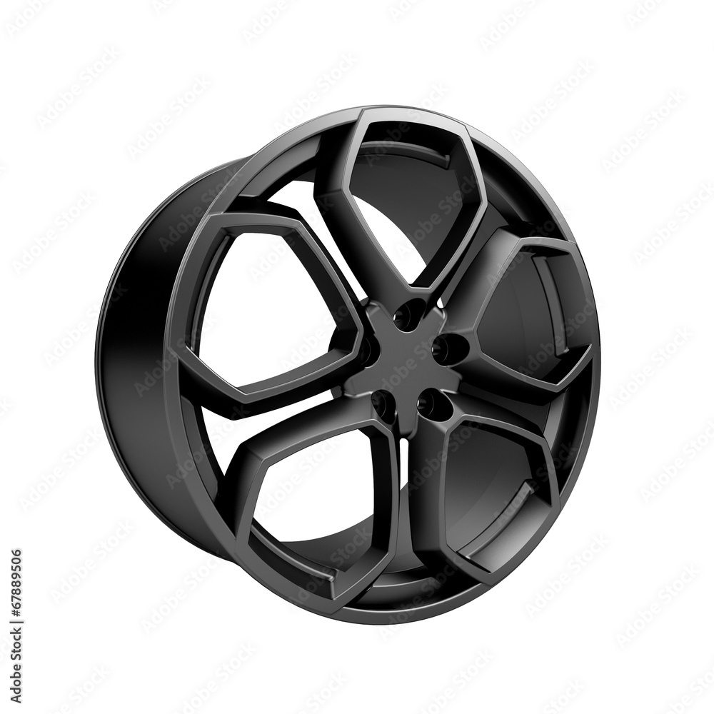 Obraz premium Polished chrome rim wheel on white