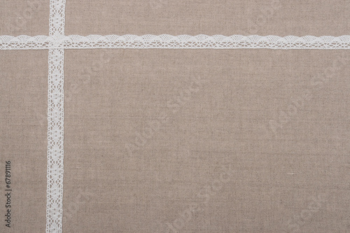 Natural Linen Textile With Lace Ribbon