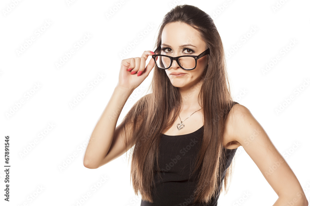 suspicious angry young woman on white background suspicious angry young woman on white background