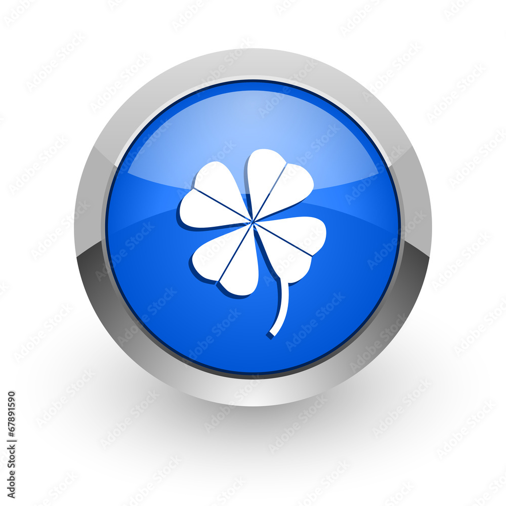 four-leaf clover blue glossy web icon four-leaf clover blue glossy web icon