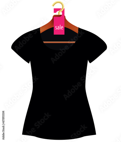 Wooden Coat Hanger With Sale Tag and T-shirt