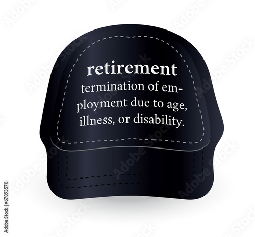 dictionary word of retirement on baseball cap