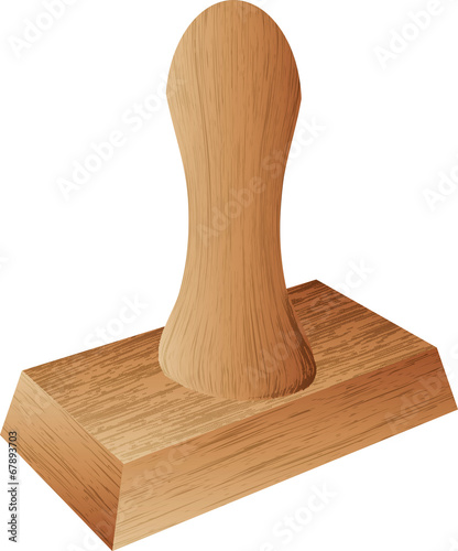 Rubber Stamp with wood texture on white background