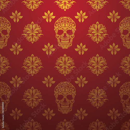 Gold Skull Ornamental Pattern
