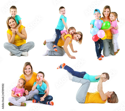 Set photos of happy familie...