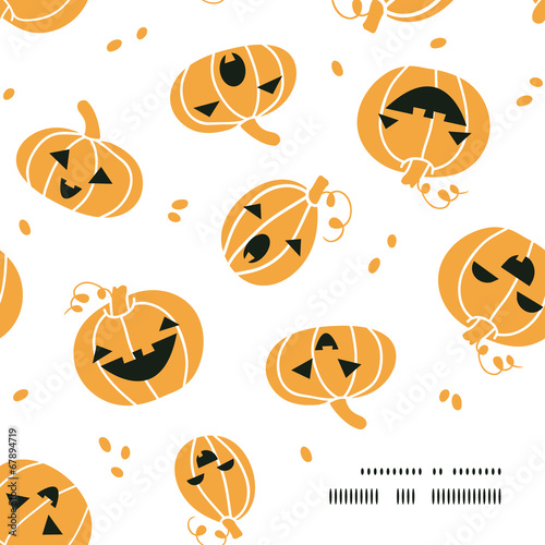 Smiling Halloween pumpkins frame corner pattern background