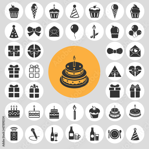 Happy birthday icon set. Illustration eps10