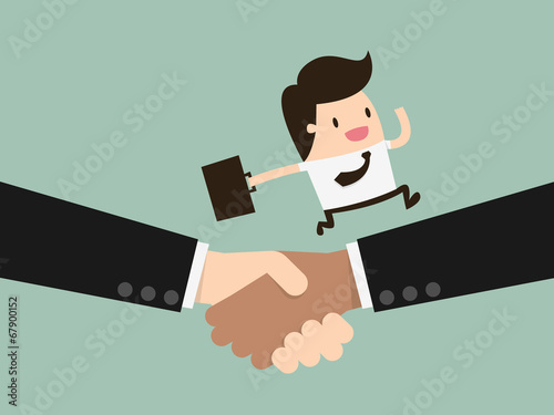 Business handshake and business people, business deal symbol
