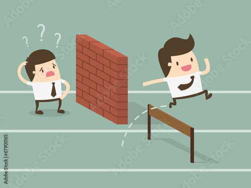 Concept of business competition with jumping businessman