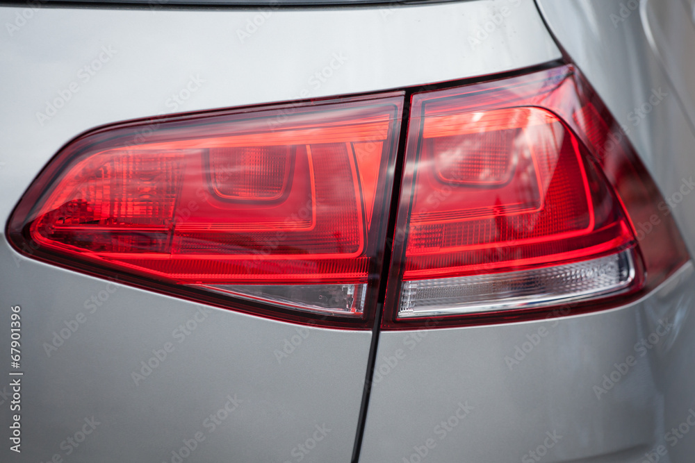 Closeup of a taillight on a modern car