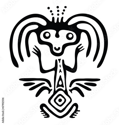 alien in native style, vector illustration