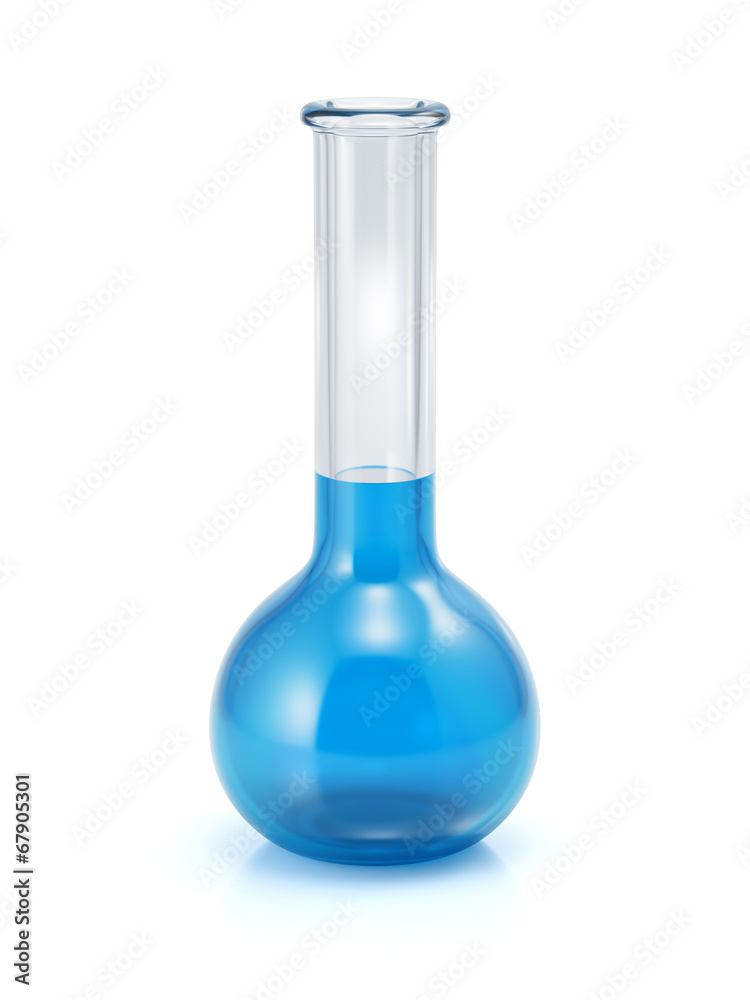 Test-tube with blue liquid isolated on white background Test-tube with blue liquid isolated on white background