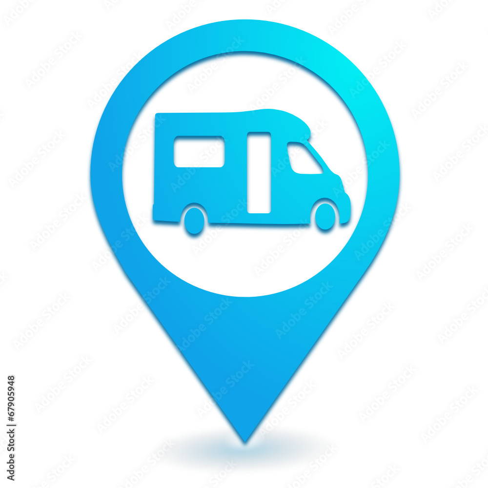 camping car sur symbole localisation bleu camping car sur symbole localisation bleu