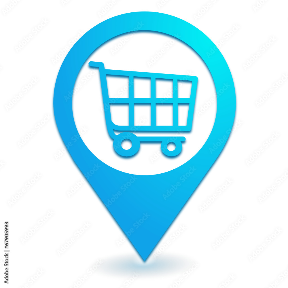 chariot caddie sur symbole localisation bleu chariot caddie sur symbole localisation bleu