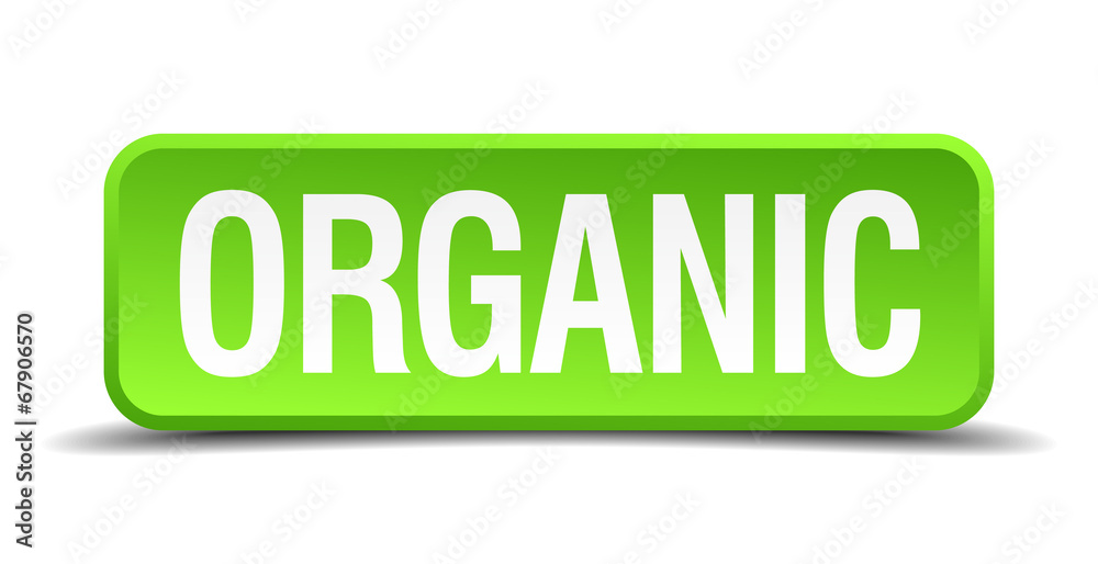 organic green 3d realistic square isolated button organic green 3d realistic square isolated button