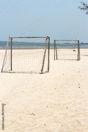 Sea beaches the sand soccer goal
