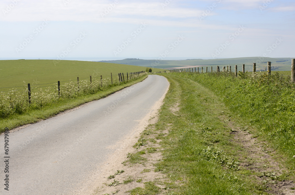 Country lane on South Downs. Sussex. England