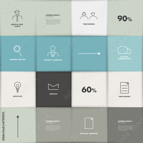 Flat template. Infographic square panel, chart.